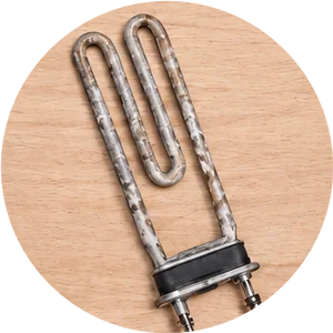 Heating element coated in scale